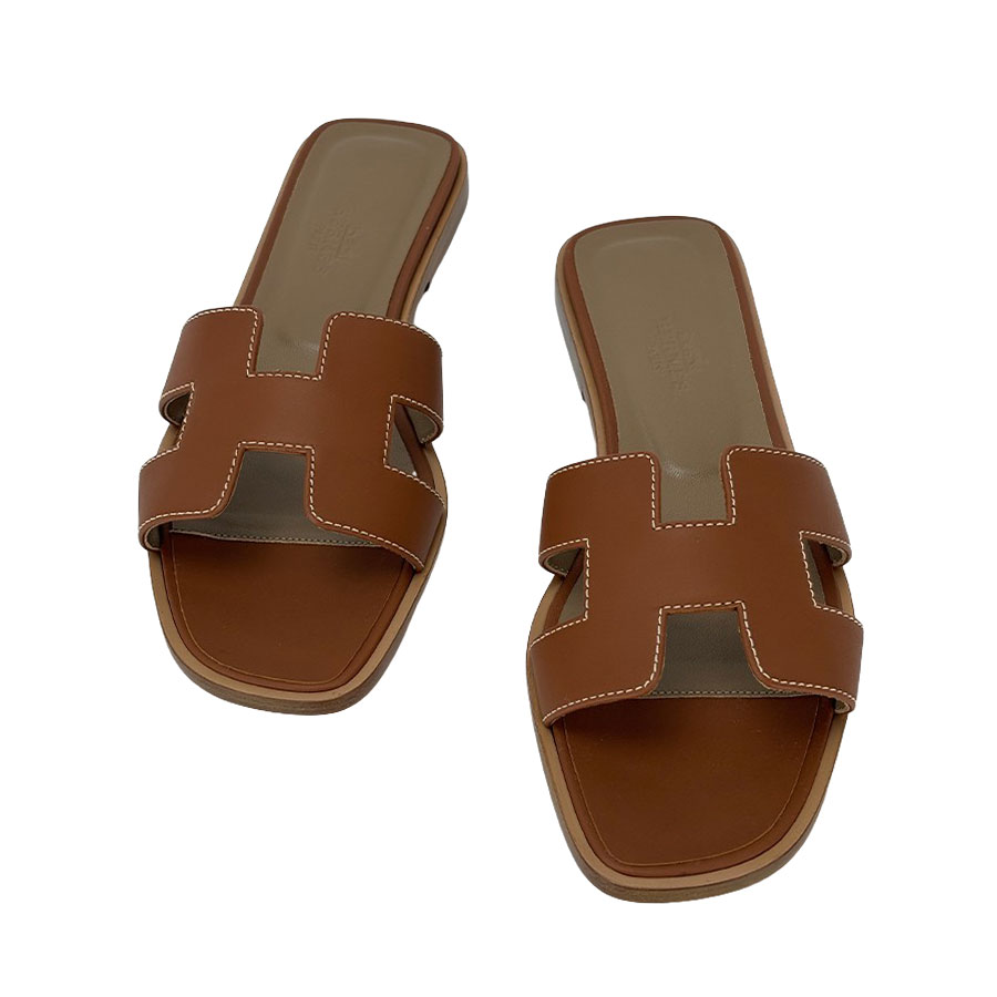 【HERMES】エルメス オラン ゴールド/ナチュレル 36大きさ 23.0糎 サンダル 【貨物輸送無料】【未当て嵌める】【中古】