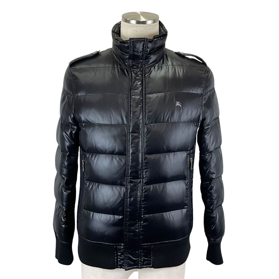 【BURBERRY BLACK LABEL】バーバリー ブラックレーベル BMP72-124-09 ブラック 内側チェック ナイロン/ポリエステル/綿/ポリウレタン/ダウン/フェザー/キュプラ Mサイズ ワンポイント ダウンジャケット【送料無料】【中古】 16,500円