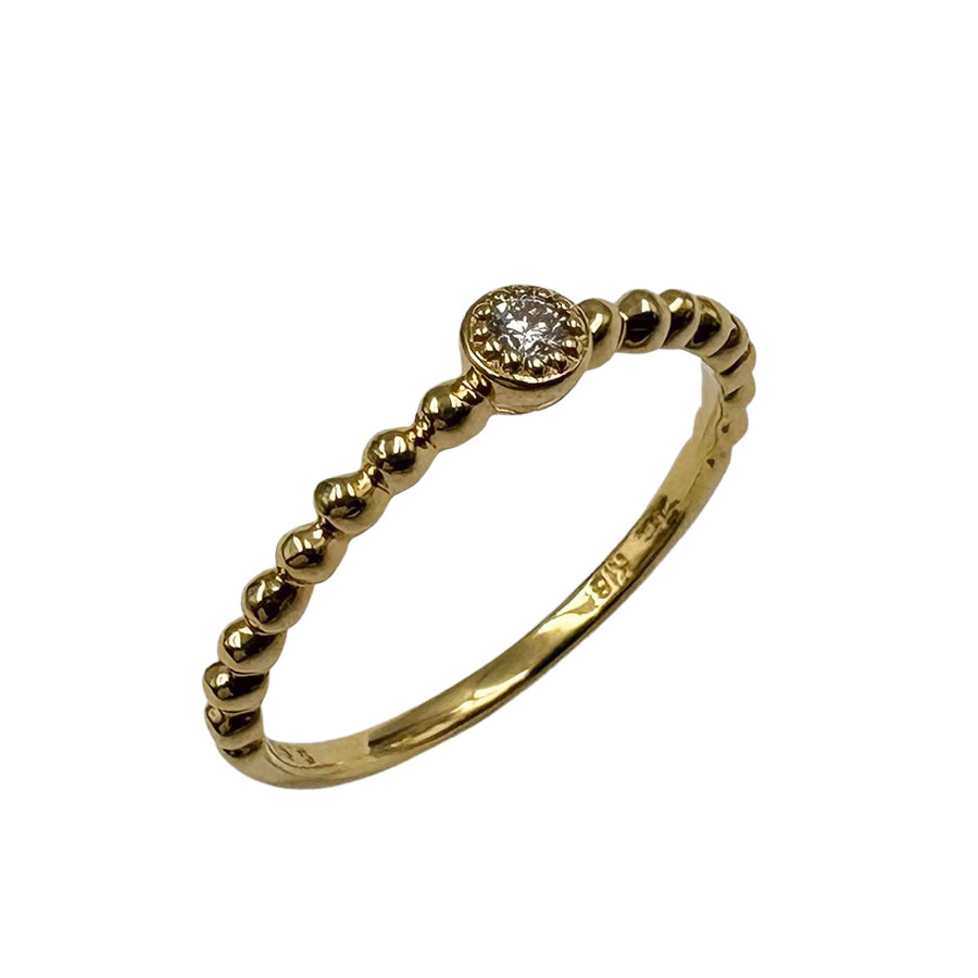 【STAR JEWELRY】スタージュエリー K18 イエローゴールド ダイヤモンド 1石 D0.03ct 10号 指輪 リング【送料無料】【中古】