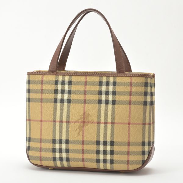 美品 BURBERRY バーバリー ノバチェック ハンドバッグ PVC レザー ベージュ ブラウン トートバッグ イタリア製 鞄 /b.b/b.k｜Gain Trust　店