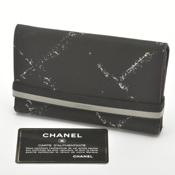 美品 CHANEL シャネル 客旅伝達ルート 折り札入れ ジャかばい立て 黒いこと 6番台 コンパクトウォレット 長札入れ 布切れ /k.g/ バッグ・小物・ブランド雑貨-レディース財布-財布・ケース