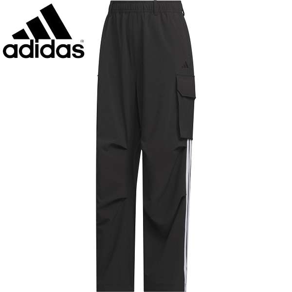 ◆◆◎ ＜アディダス＞ ADIDAS 伸ばすこと 下唇立ちふさがる ルーズフィット ストレートレッグ オープンヘムパンツ KS931 (KQ9275：黒いこと/白いこと)