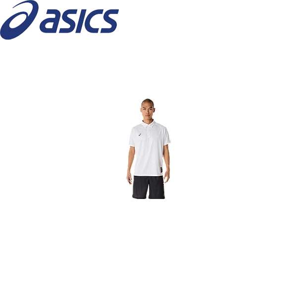 ◆◆メール便発送 ＜アシックス＞ ASICS ドライグラフィックボタンダウンポロシャツ 2031E992 (100：BRILLIANT WHITE) 2031E992-100