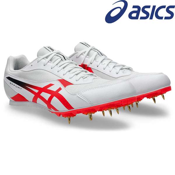 ◆◆ <アシックス> ASICS EFFORT 14 1093A264 (100:White/Flash Red) 陸上 スパイク 短距離 ユニセックス|ガイナバザール