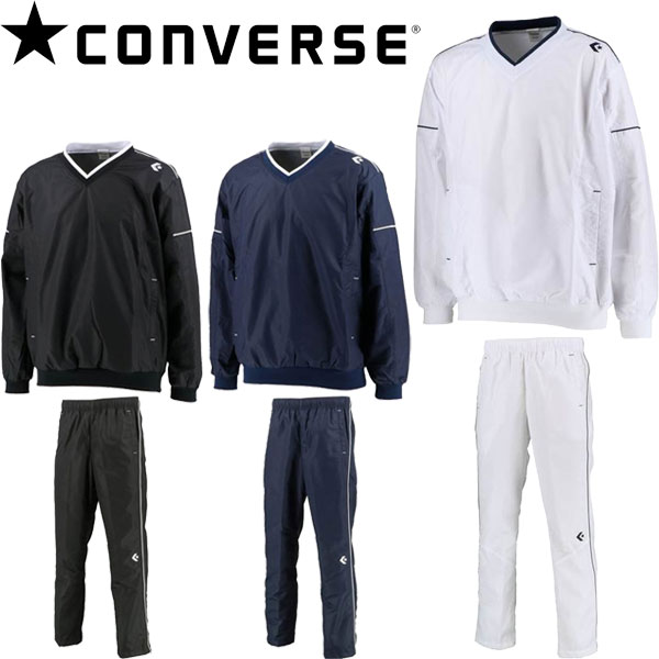 ◆◆◎ ＜コンバース＞ ユニセックス Vネックウォームアップジャケット＆パンツ ウィンドブレーカー 上下セット セットアップ CB162510S-CB162508P｜ガイナバザール
