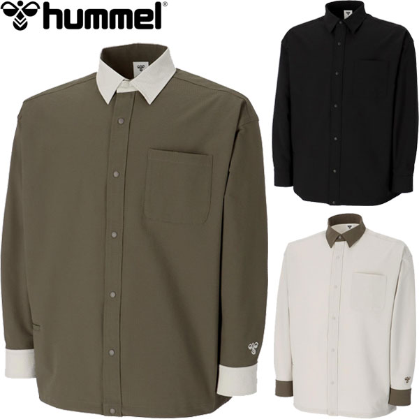 ◆◆メール便発送 ＜ヒュンメル＞ hummel PLAY シアサッカー長袖フルボタンシャツ ユニセックス HAW4238