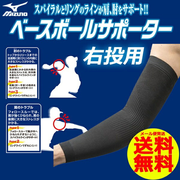 【楽天市場】送料無料 メール便発送 即納可 【MIZUNO】ミズノ 野球専用ベースボールサポーター（右肘用）野球 肘 肩 サポーター  12JY5X0209 : ガイナバザール