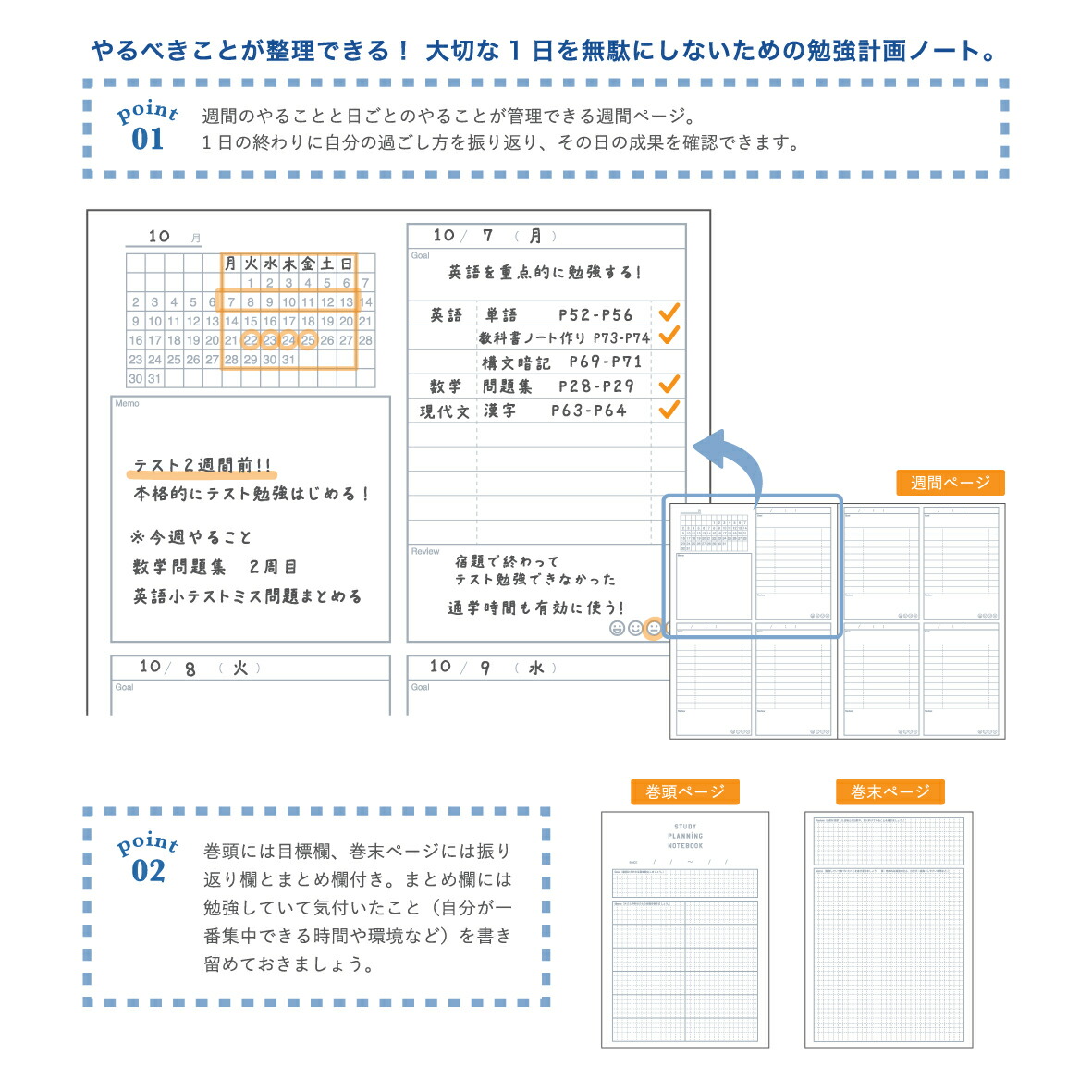 楽天市場 勉強計画ノート ブルー Jd 学研ステイフル東大クイズ王 伊沢拓司 Quizknock 受験対策 定期テスト 学研ステイフル 楽天市場店