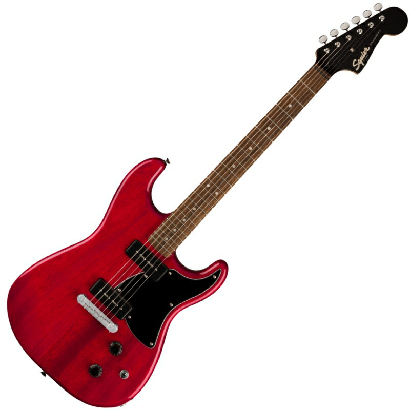 【4/5～9 P5倍or10倍!(対象外あり)】Squier by Fender Paranormal Strat-O-Sonic, Laurel Fingerboard, Black Pickguard, Crimson Red Transparent〈スクワイア フェンダー ストラト〉