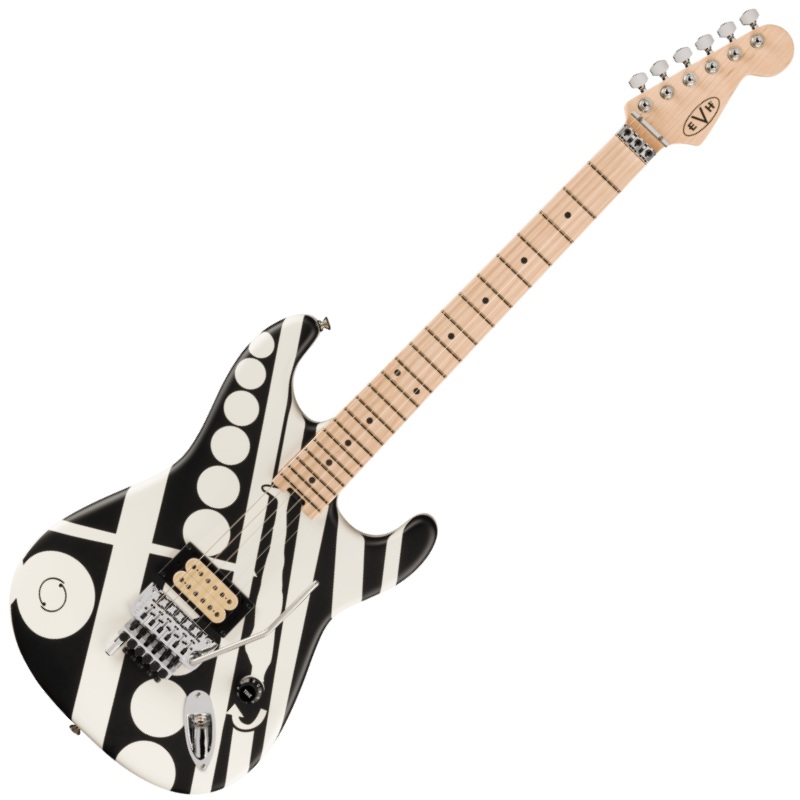 EVH Striped Series Circles, Maple Fingerboard, White and Black エレキギター