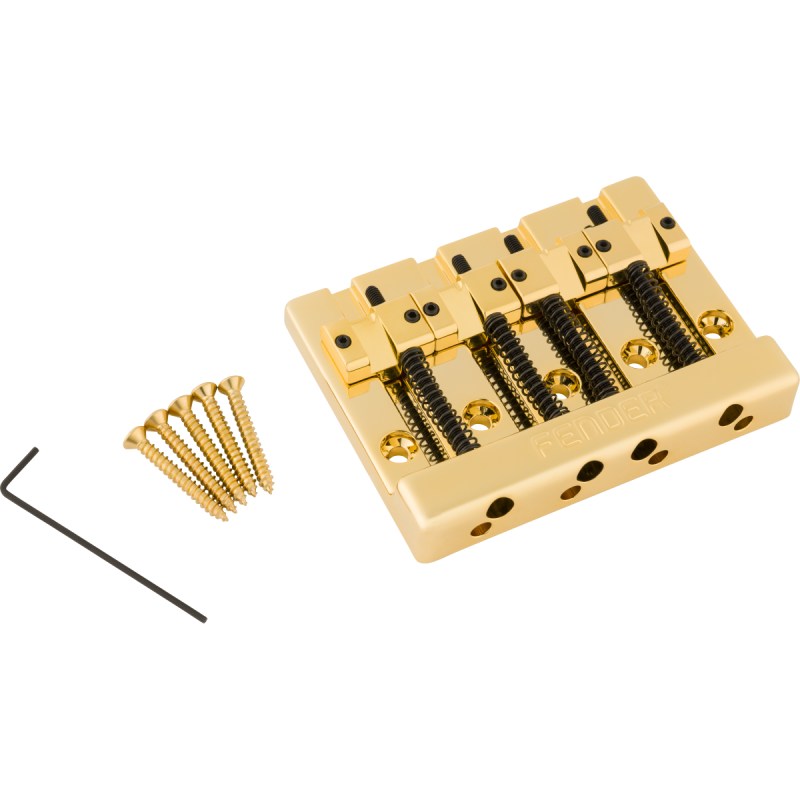 【マラソン限定♪エントリーで全商品P10倍!!】Fender HiMass 4-String Bass Bridge Assembly With Brass Saddles, Gold フェンダー|楽器de元気