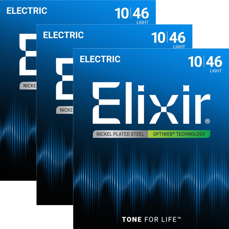 〈3set〉Elixir 19052 Light 010-046 エレキギター用コーティング弦 OPTIWEB オプティウェブ エリクサー