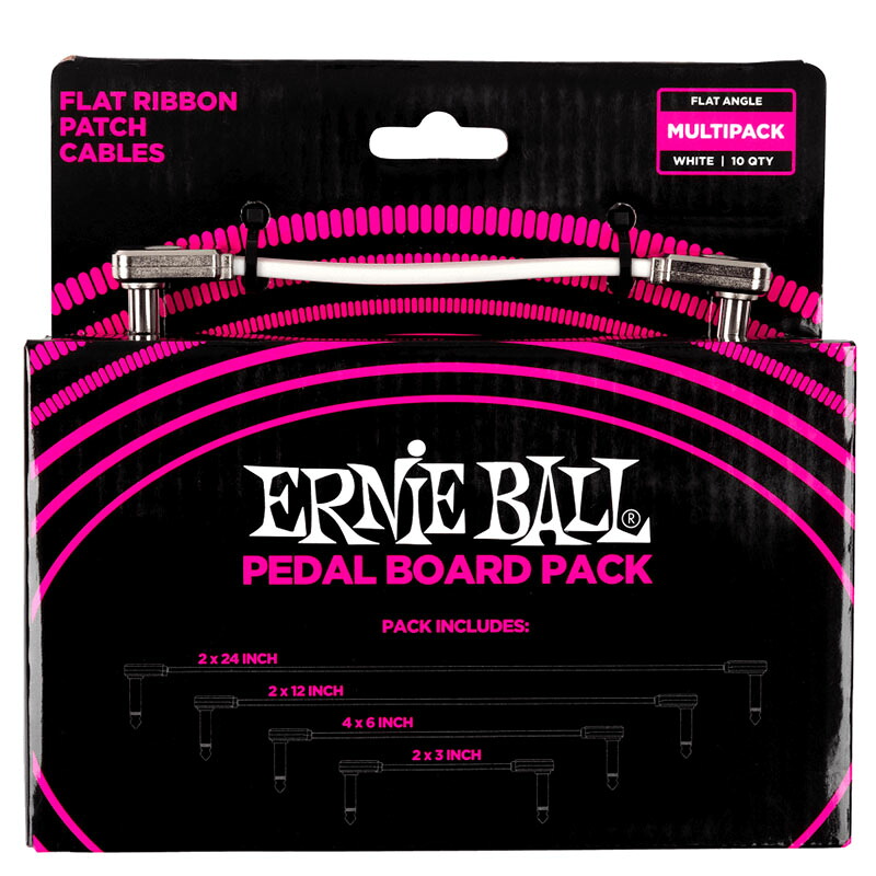 【マラソン限定♪エントリーで全商品P10倍!!】ERNIE BALL 6387 FLAT RIBBON PATCH CABLES PEDALBOARD MULTI-PACK - WHITE パッチケーブル アーニーボール｜楽器de元気 8,201円