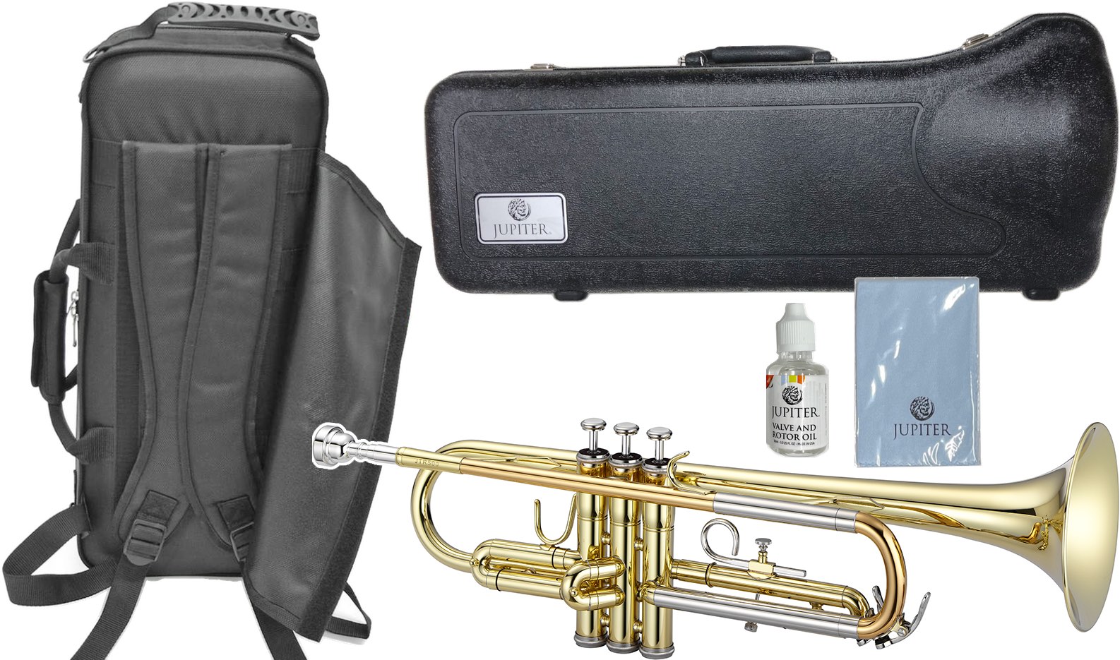 JUPITER ジュピター JTR500 トランペット ラッカー 管楽器 ゴールド 管体 B♭ JTR-500 Trumpet イエローブラス セミハードケース セット　北海道 沖縄 離島不可｜ワタナベ楽器　ＳＨＯＰ