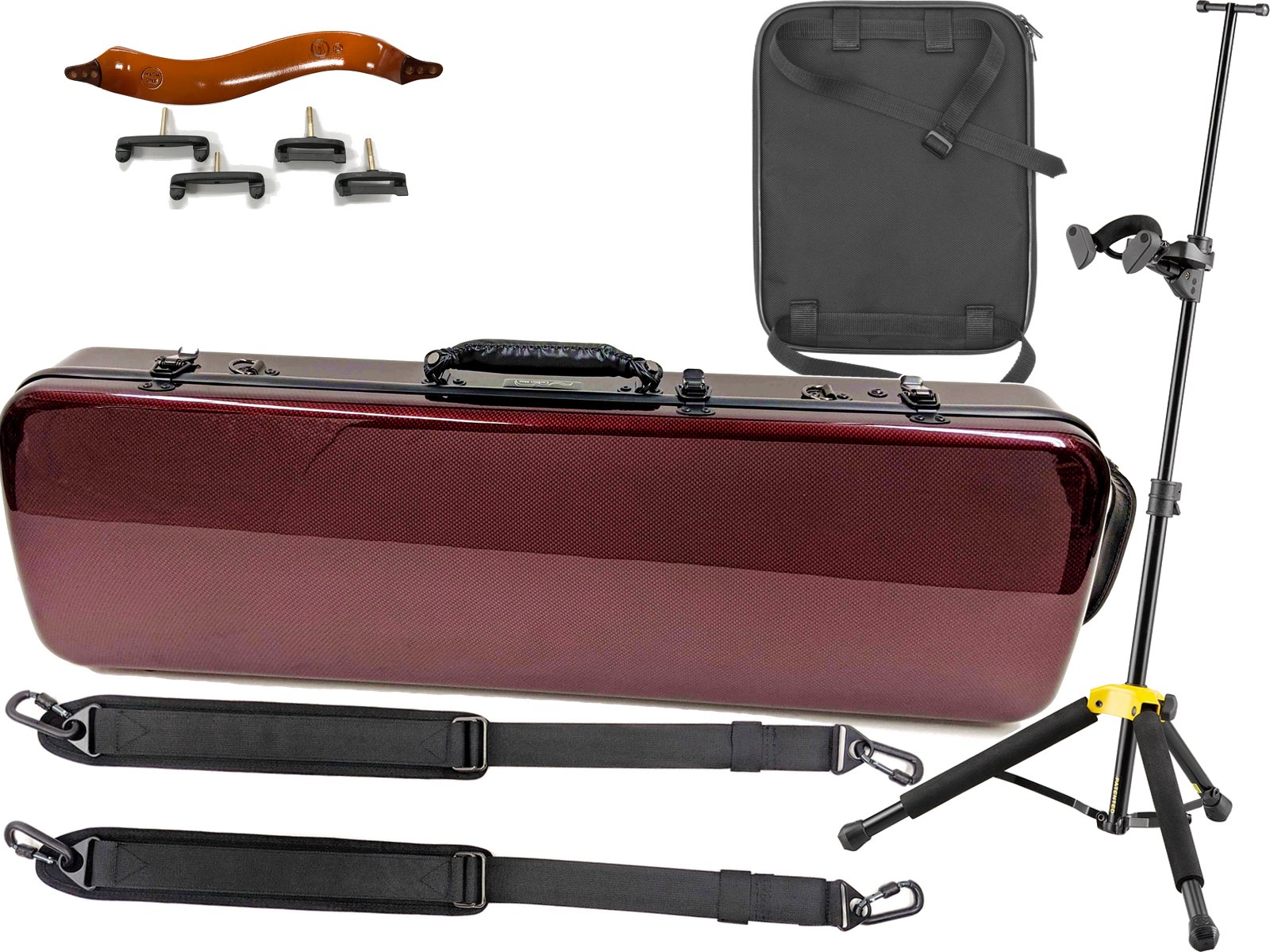 Carbon Mac CFV-1 バイオリン ワインレッド ハードケース 四角タイプ リュック サイズ violin case wine red WRD セット D　北海道 沖縄 離島 代引き不可