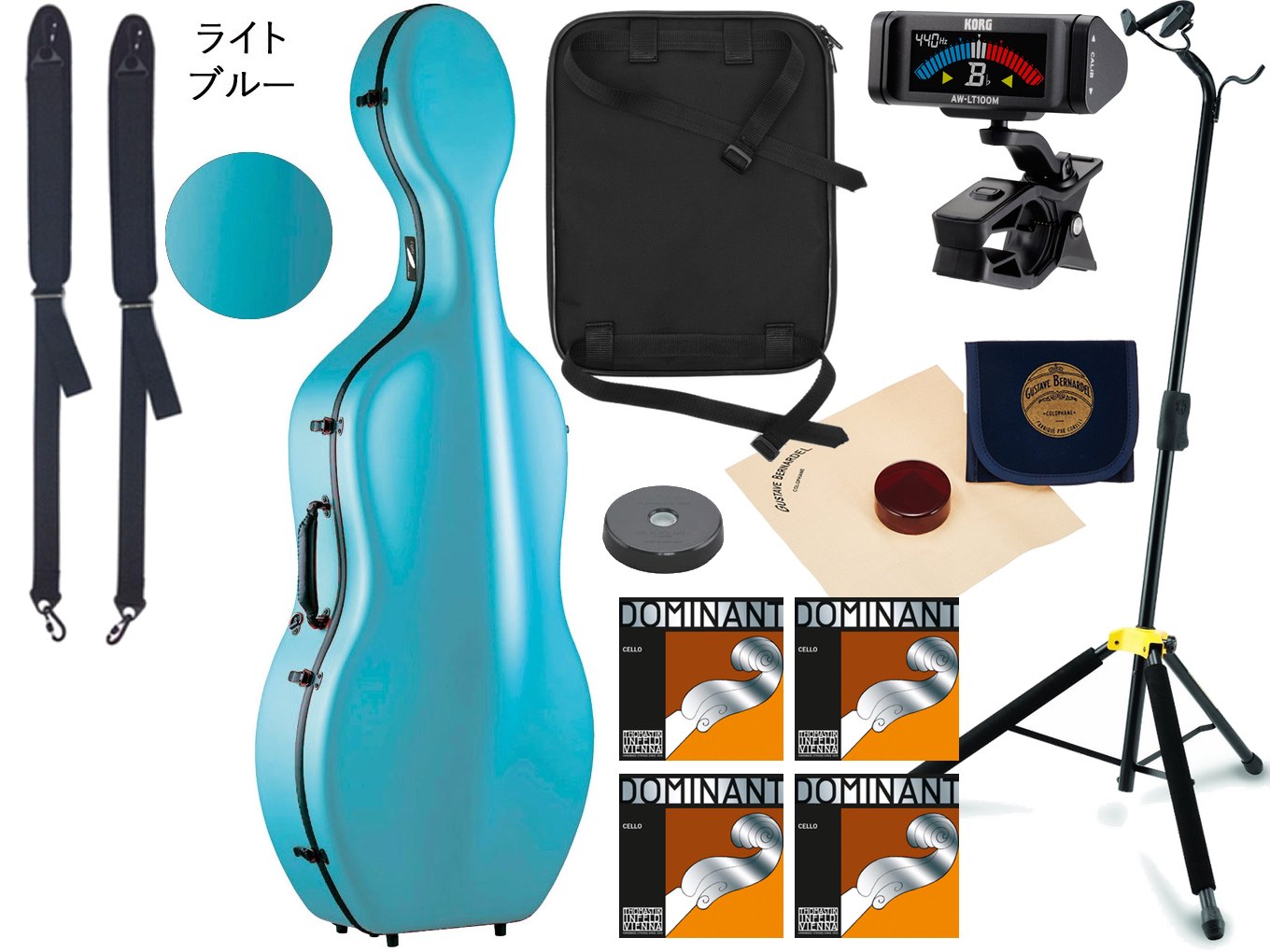 Carbon Mac カーボンマック CFC-L チェロ ケース ライトブルー LBL ハードケース 4/4 リュック 水色 cello cases light blue セット A 　北海道 沖縄 離島 代引き 同梱不可