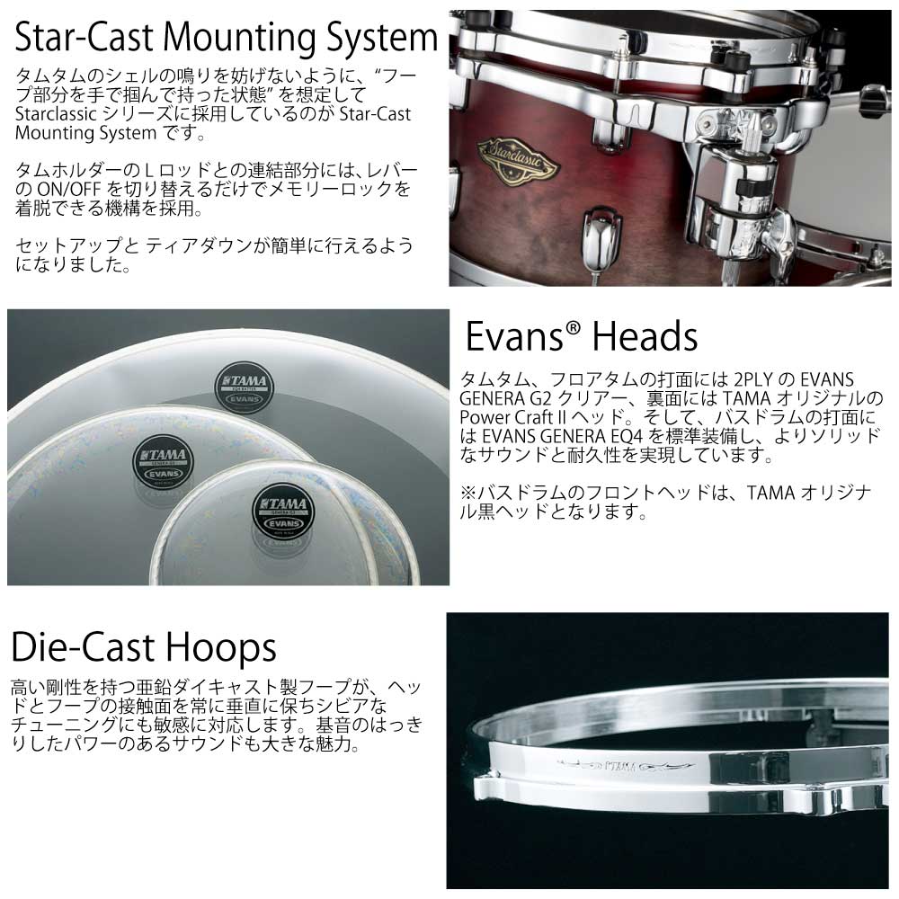 市場 Tama オイスター ラッカー Drum ドラムセット Walnut Birch Kits スタクラ タマ Wbs42s Lso Starclassic シャムロック