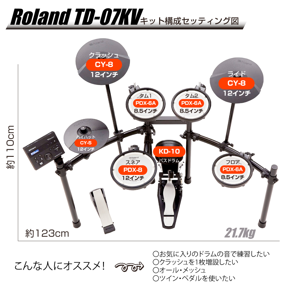 おトク Roland ローランド 電子ドラム エレドラ TD-07KV スターター