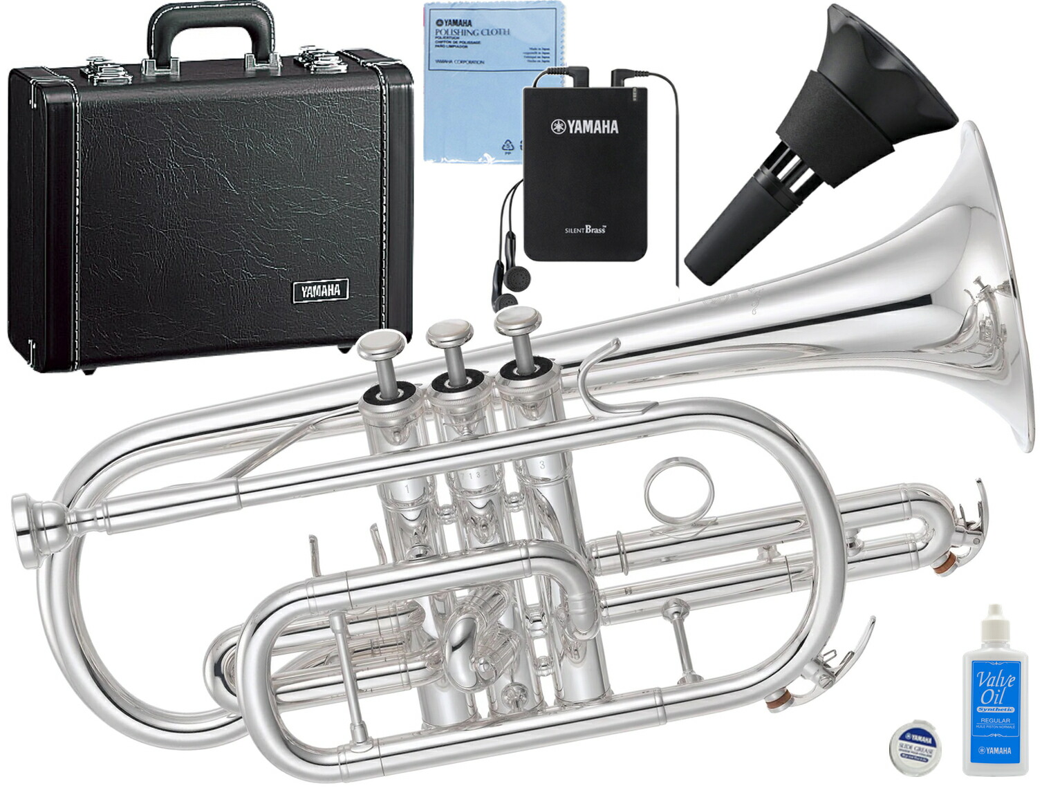 YAMAHA ヤマハ 5年保証サービス対象 YCR-6335SII コルネット 銀メッキ ショート B♭ サイレントブラス セット　以下対応不可 北海道 沖縄 離島 代引き 160,875円