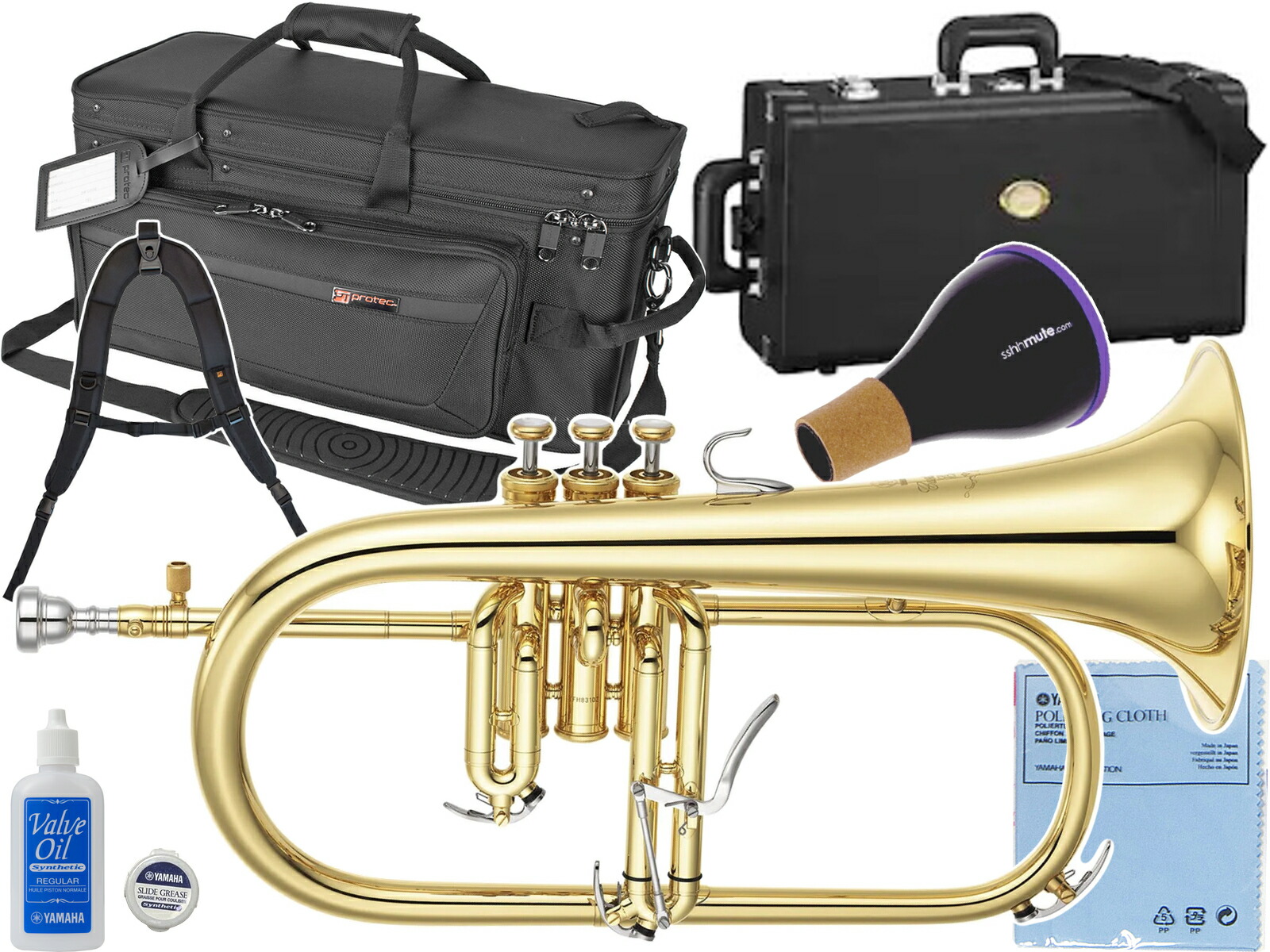 【楽天市場】YAMAHA ( ヤマハ ) YFH8310Z フリューゲルホルン ラッカー ゴールド イエローブラス カスタム B♭ Flugelhorn custom gold セット D