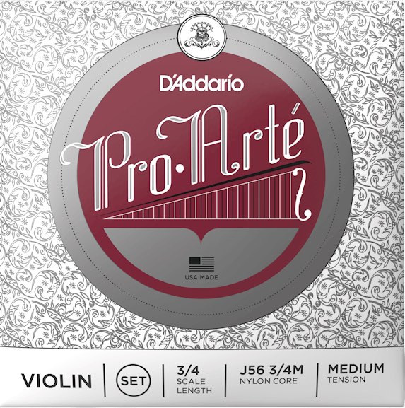 【メール便出荷品】 D'Addario ( ダダリオ ) J56 3/4M プロアルテ バイオリン弦 3/4サイズ 4本 セット ミディアムテンション Pro・Arte Violin Strings set　北海道 沖縄 離島不可