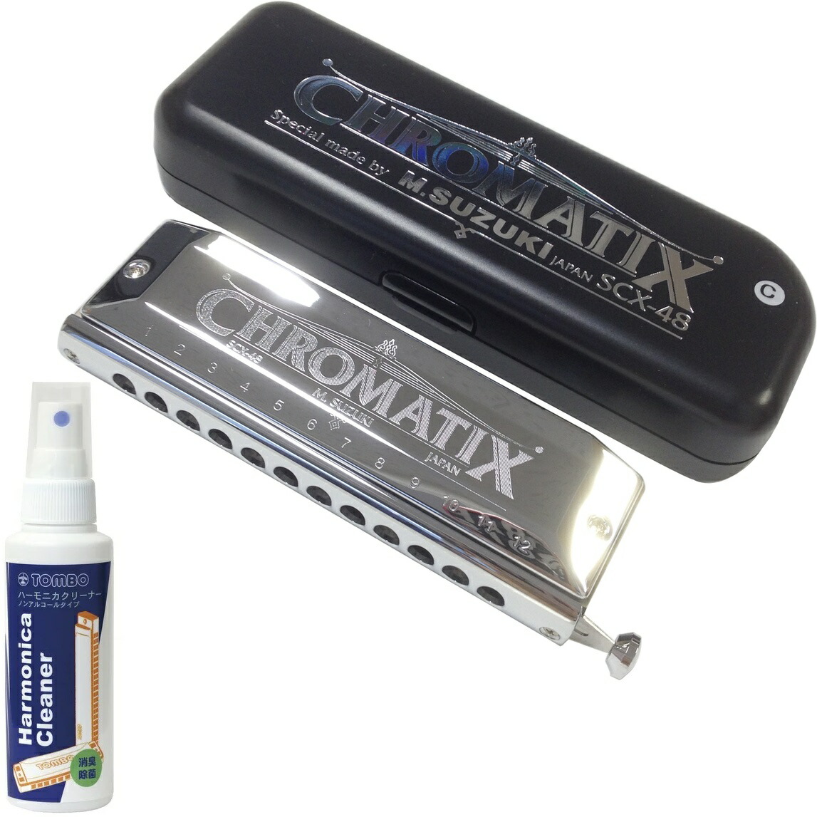 【美品】SUZUKI スズキ クロマチックハーモニカ SCX-48C Suzuki SCX-48 Chromatix Series 12 Hole. Includes Free USA Shipping