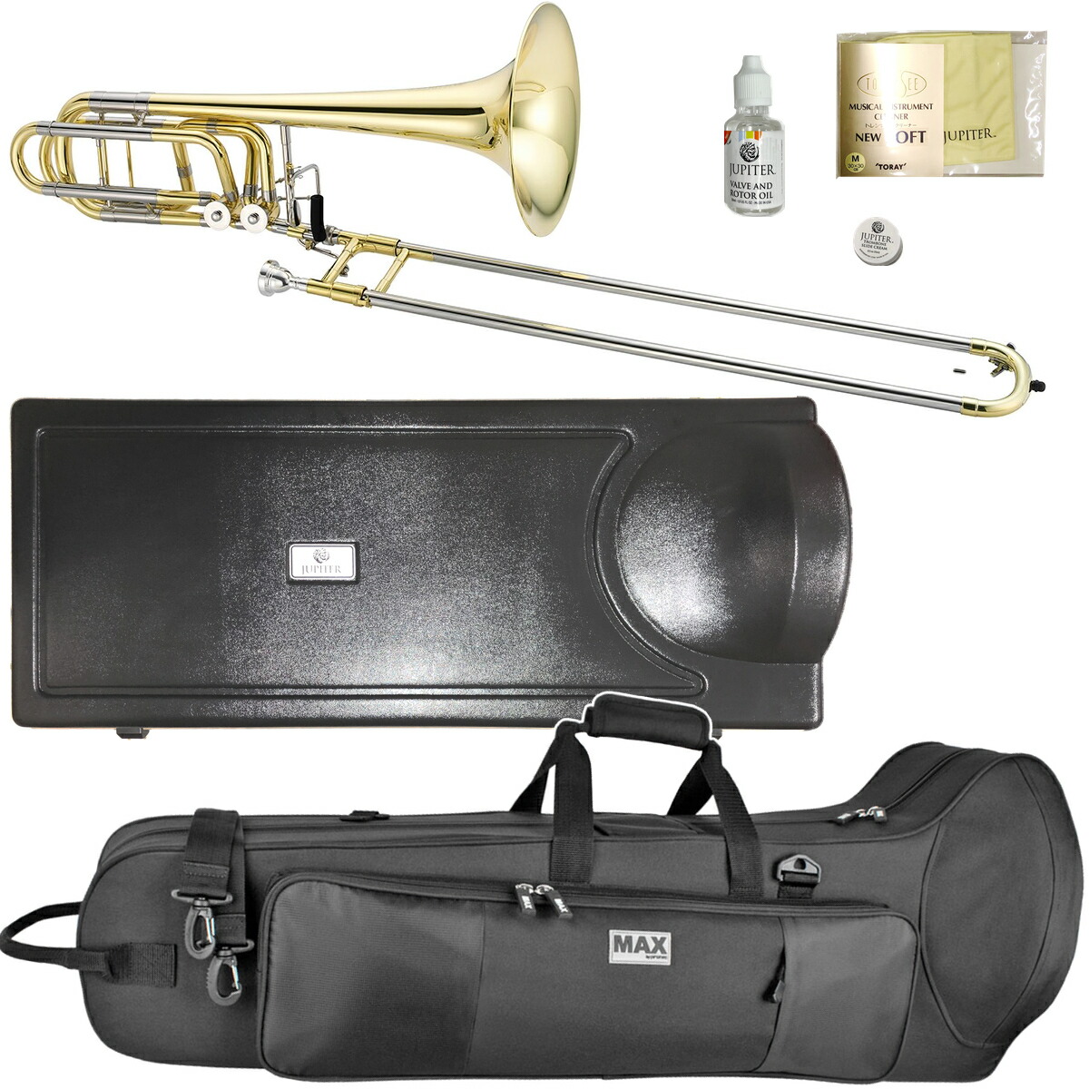 JUPITER ジュピター JTB1180 バストロンボーン 太管 トロンボーン ラッカー 本体 管楽器 Tenor Bass Trombones Large セミハードケース セット　北海道 沖縄 離島不可
