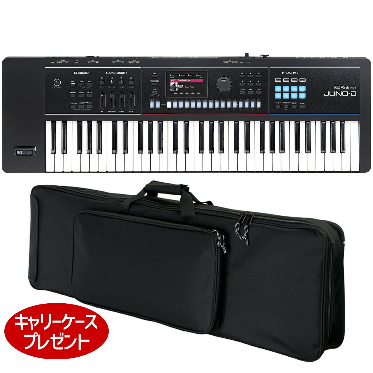 Roland キーボードバッグ 黒/赤 Roland [専用ケースセット] AX-EDGE 49鍵盤 シンセサイザー