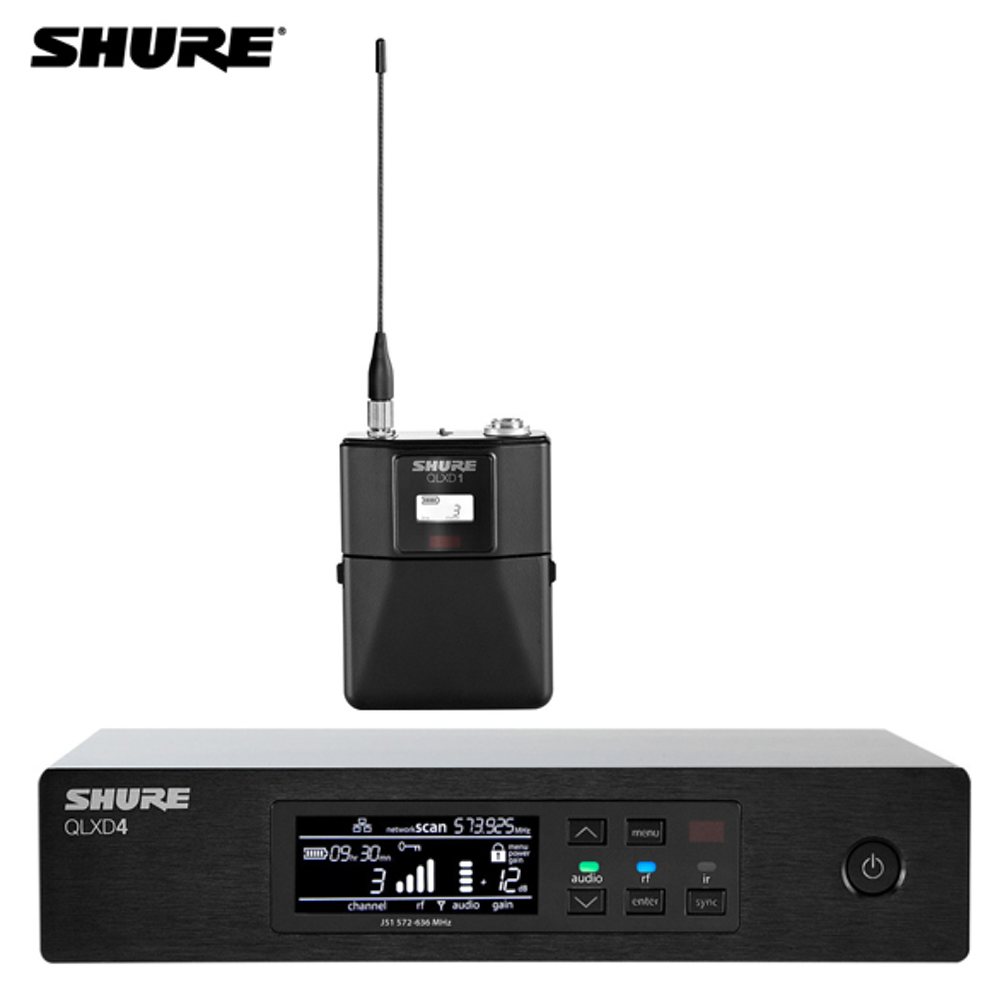 SHURE シュア QLXD4J-JB と QLXD1-JB ボティパック型送信機セット (マイク別売) ◆ QLX-D 1chワイヤレスシステム B帯モデル ［ QLX-D Series ］｜ワタナベ楽器　ＳＨＯＰ