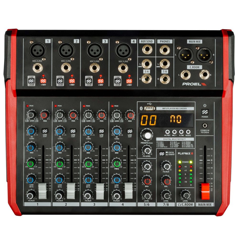 PROEL プロエル PLAYMIX8 ◆ 8ch エフェクター内蔵 MP3録再 Bluetooth搭載 コンパクトミキサー【7月17日時点、在庫あり 】 PLAY MIX 8|ワタナベ楽器 SHOP