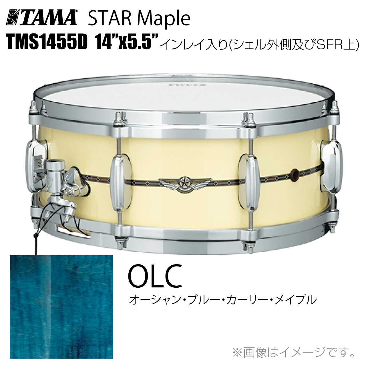 TAMA タマ STAR Maple TMS1455D OLC インレイ入り（シェル外側とSFR） ドラム スネア【TMS1455D OLC】【ケース付き 受注生産 納期要確認 代引不可 】 スター スターメイプル