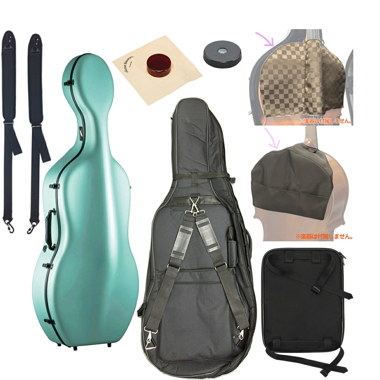Carbon Mac カーボンマック CFC-L チェロ ケース ライトグリーン LGR ハードケース 4/4 リュック cello cases light green セットC　北海道 沖縄 離島 代引き 同梱不可