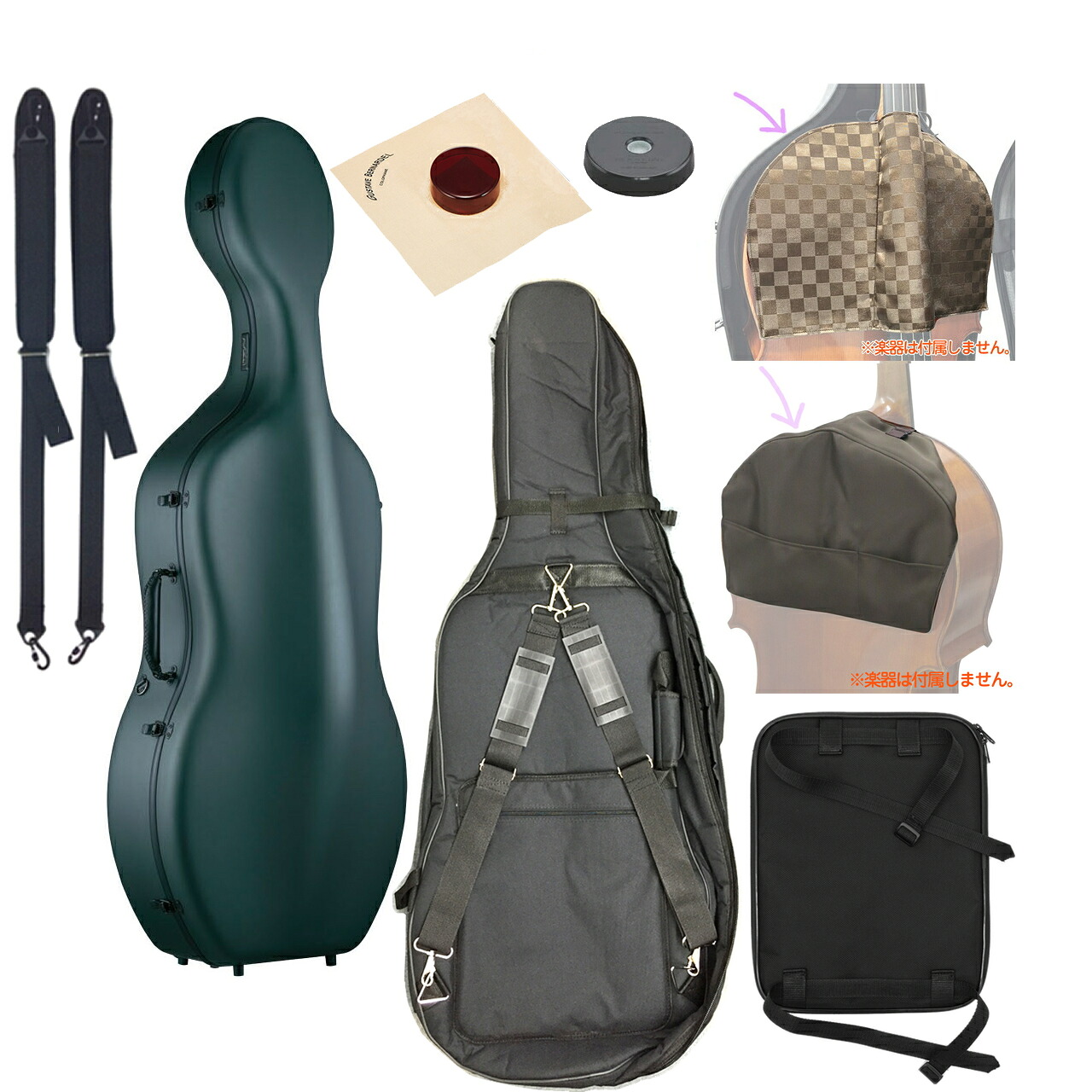 Carbon Mac カーボンマック CFC-L チェロ ケース ダークグリーン GRN ハードケース 4/4 リュック cello cases dark green セットC 　北海道 沖縄 離島 代引き 同梱不可｜ワタナベ楽器　ＳＨＯＰ