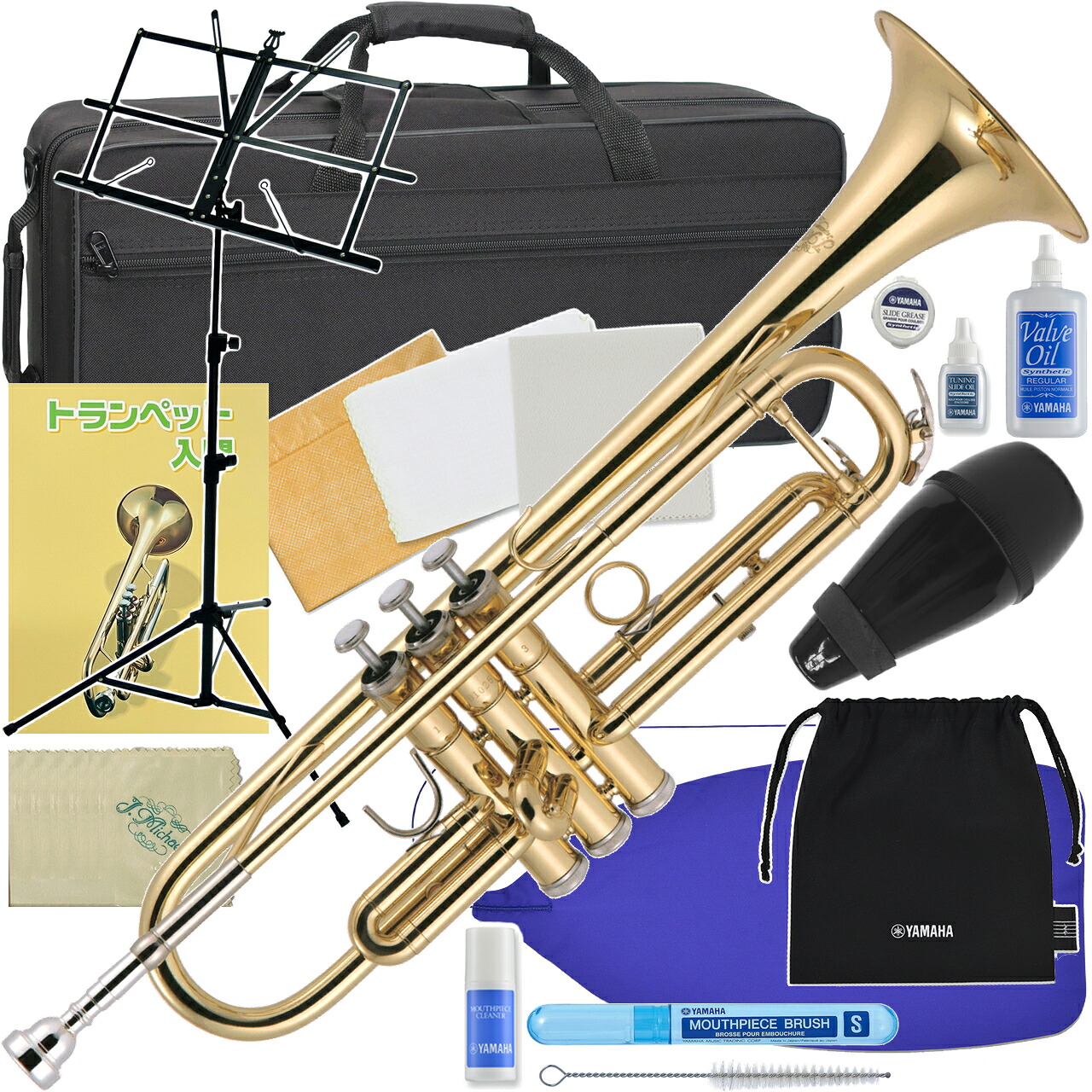 J Michael Jマイケル 3年保証 TR-200 トランペット ラッカー ゴールド B♭ Trumpet セットK　北海道 沖縄 離島不可 代引不可 同梱不可｜ワタナベ楽器　ＳＨＯＰ