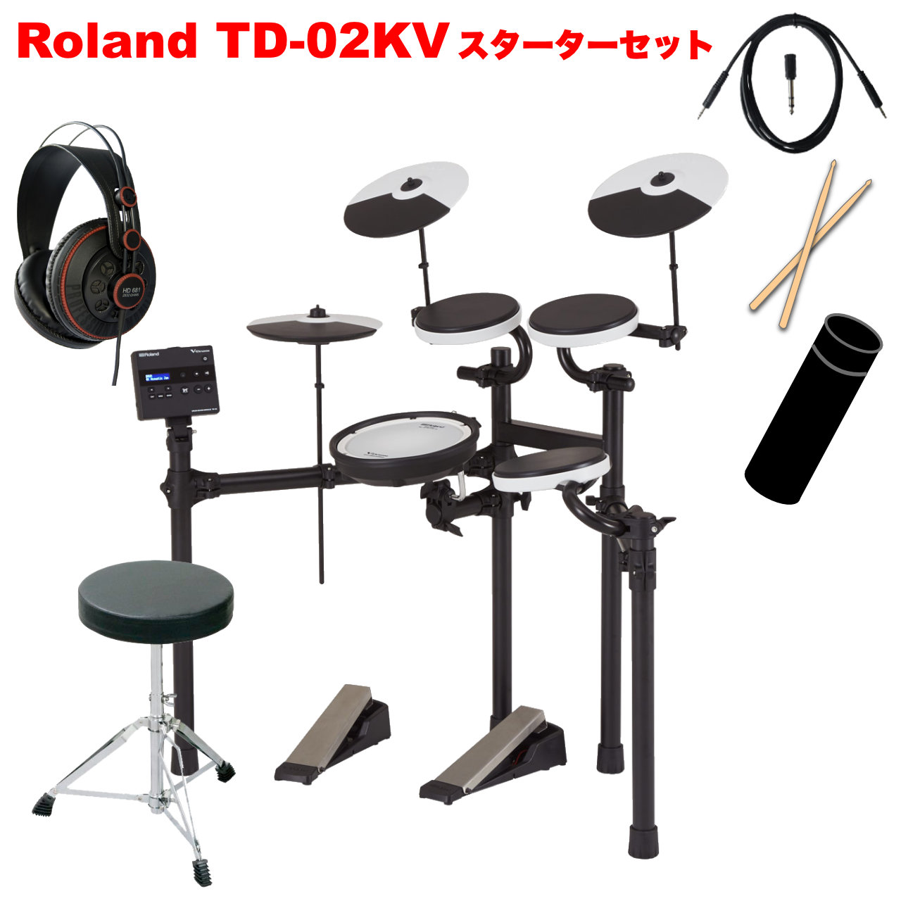Roland ローランド 次回分 電子ドラム エレドラ TD-02KV スターターセット【TD-02KV】【入荷待ち ご予約受付中 クロス付き 】 エントリー 初心者 子供 吹奏楽 軽音楽部 ドラムセット コンパクト 自宅 練習｜ワタナベ楽器　ＳＨＯＰ