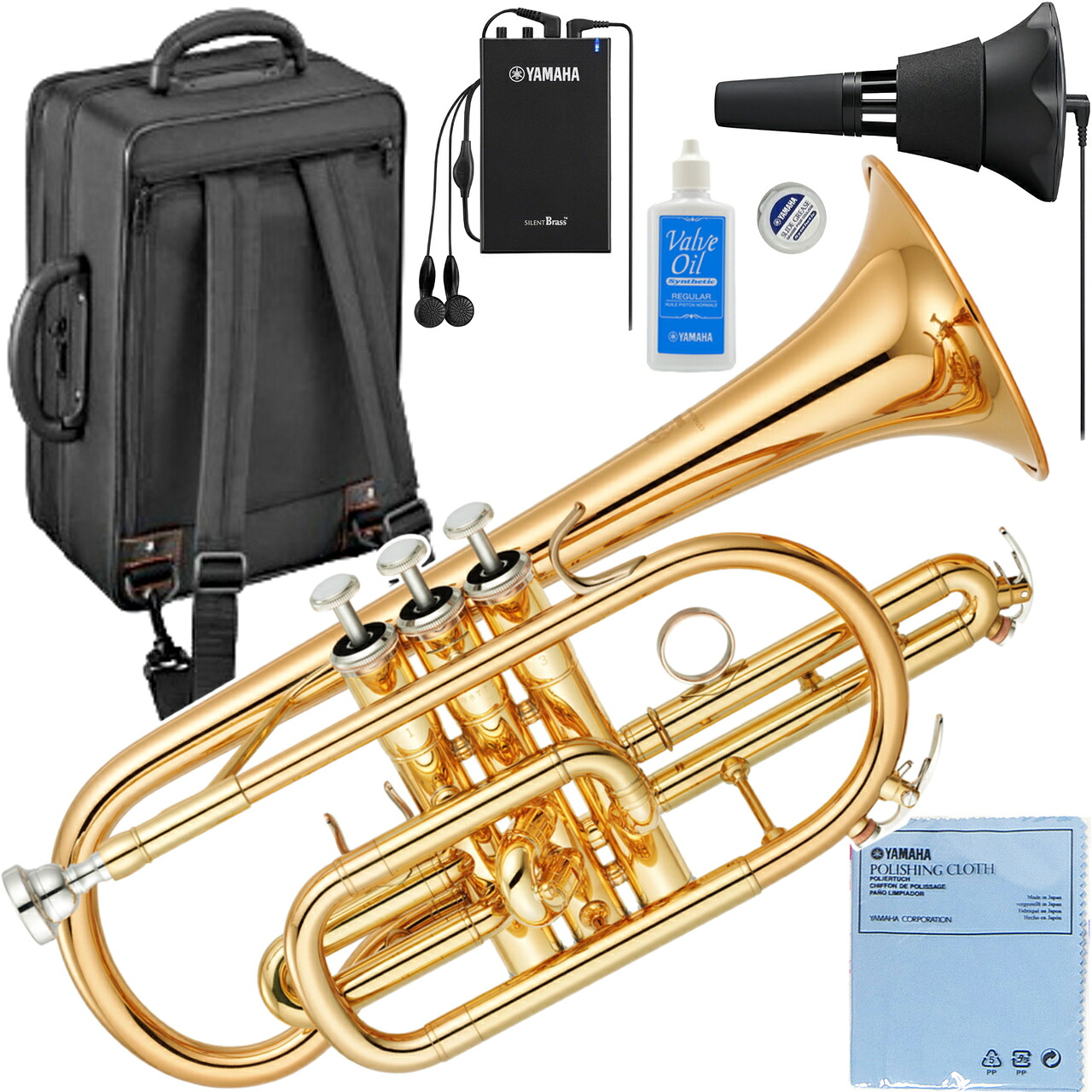YAMAHA ヤマハ 5年保証対象 YCR-4330GII B♭ コルネット ラッカー ゴールドブラス ショート サイレントブラスセット　以下対応不可 北海道 沖縄 離島 代引き