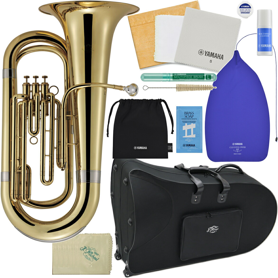 J Michael Jマイケル 3年保証 TU-2000 チューバ ラッカー ゴールド 3ピストン B♭ Tuba 管楽器 セットB　以下対応不可 北海道 沖縄 離島 代引き 同梱