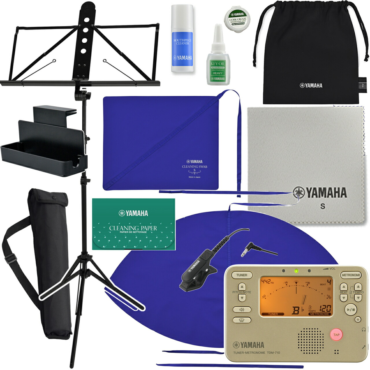 YAMAHA ヤマハ KOSSAX6 サックス お手入れセット 譜面台 MS-260AL TDM-710GLM チューナーメトロノーム マイク セットS　以下は対応不可 北海道 沖縄 離島 代引き