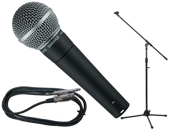SHURE シュア SM58-LCE 三脚マイクスタンドSET(フォーン-XLR) ◆ ブーム/ストレート両対応のマイクスタンドと5mのマイクケーブルのセット|ワタナベ楽器 SHOP