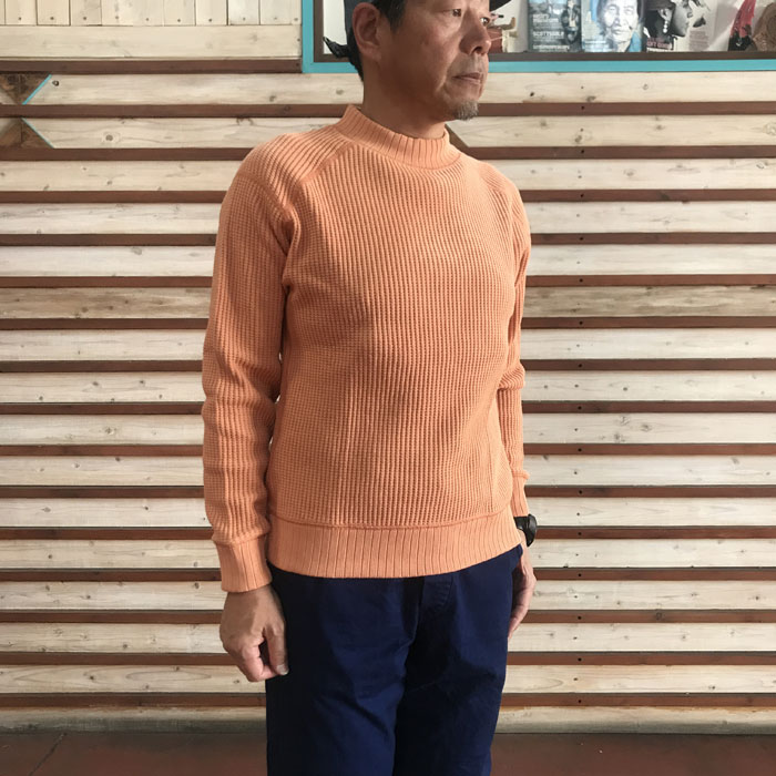 【SALE】Jackman ジャックマン JM7200 Waffle Midneck ワッフル素材ミッドネックカットソー Apricot　アプリコット