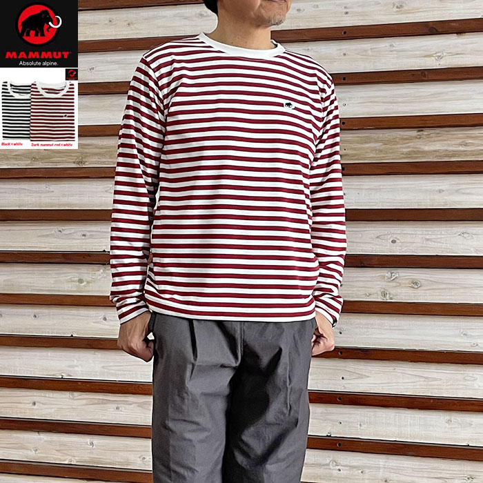 Mammut MAMMUTマムートストライプ ロングスリーブ　ボーダーTシャツ Mammut Stripe Longsleeve ブラック×ホワイト　ダークレッド×ホワイト