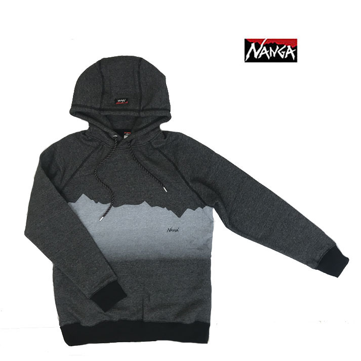 NANGA ナンガ ECO HYBRIDRIDGE LINE PRINT SWEAT HOODIE エコハイブリッドリッジラインスウェットフーディー  ブラック ブランド激安セール会場