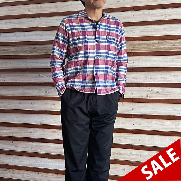 STUDIO ORIBE DELICIOUS【SALE】デリシャス JAMES&CO　 ネルシャツJS201-183 フランネルオープンカラーシャツ　レッドチェック柄