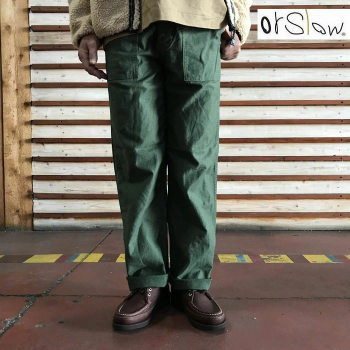 orSlow オアスロウ ファティーグパンツ US ARMY FATIGUE PANTS パンツ　バックサテン生地　Green　01-5002-16
