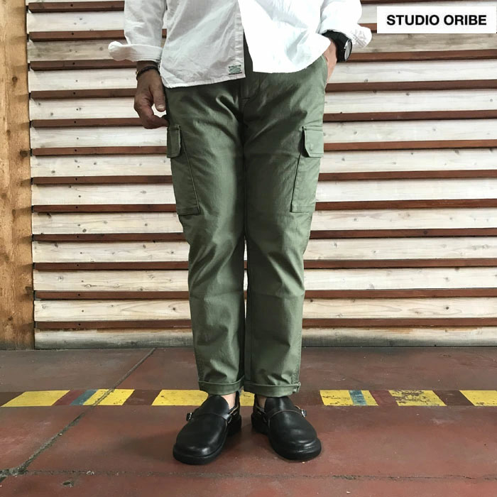 STUDIOORIBE スタジオオリベ FC03-253 FRENCH CARGO フレンチカーゴ 細身シルエットのカーゴパンツ Khaki カーキ　日本製　動画あり 16,940円
