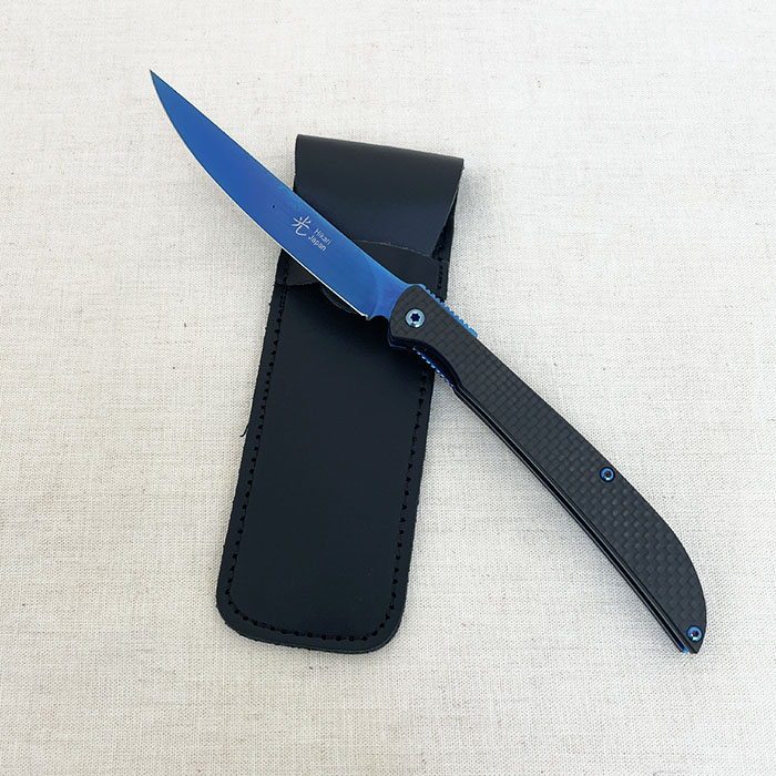光　ヒカリ　ステーキナイフ　 折り畳み　D2チタンコート　カーボンファイバー　フォールディングナイフHKSK01 12,375円