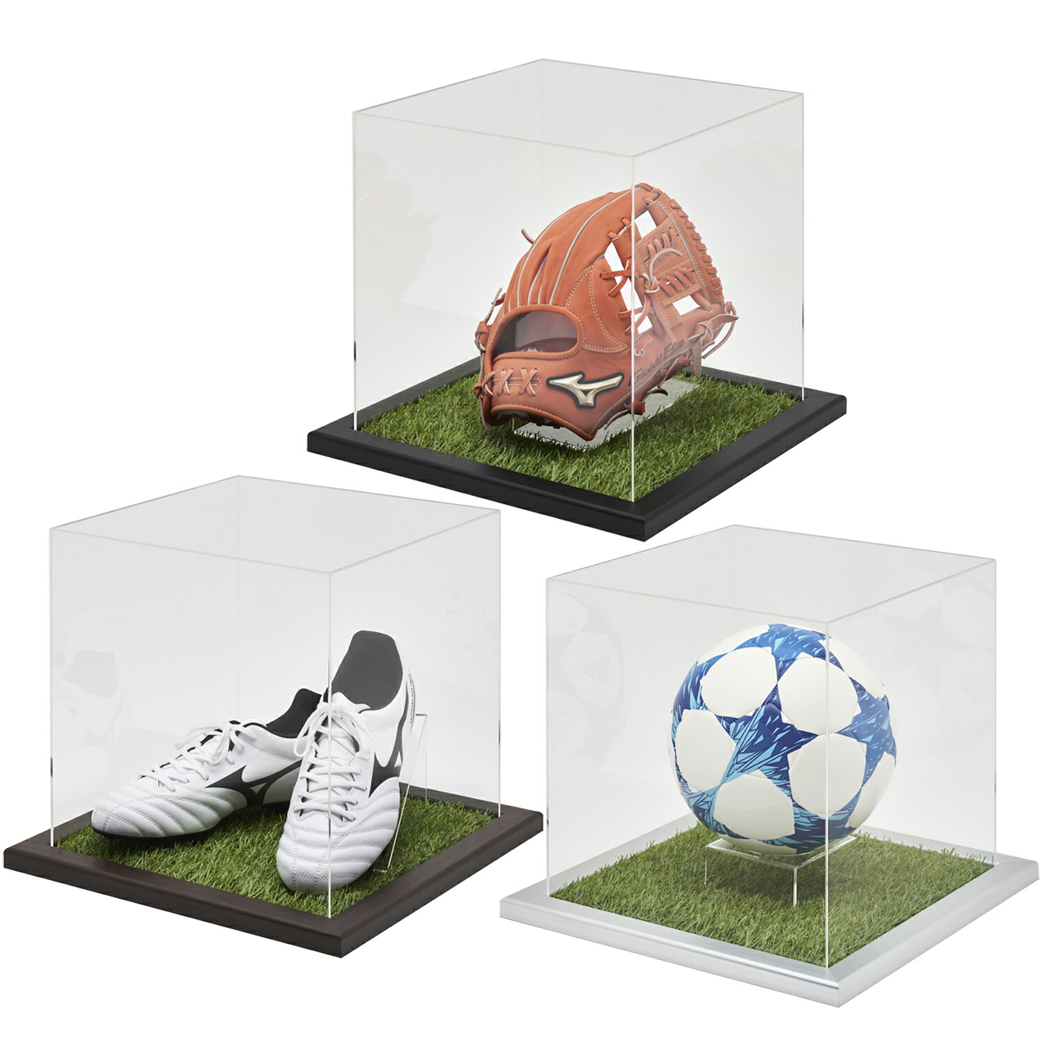 5面体アクリルケース CF 人工芝貼り土台付 有効スペース:300×300×297 靴 ボール グローブ 飾り 立体 ディスプレイケース コレクションケース フィギュア ケース アクリル クリア おしゃれ 国産 21,068円