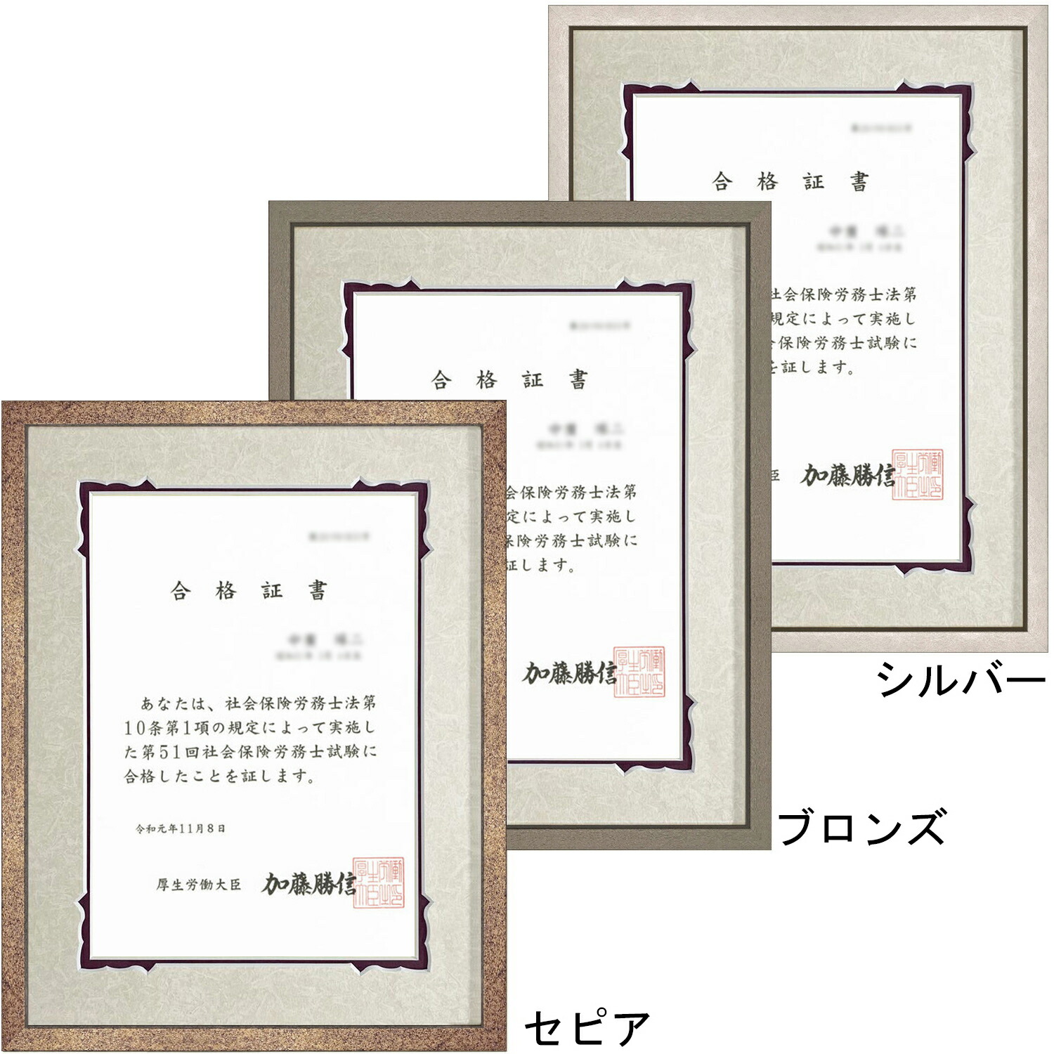 社会保険労務士試験 合格証書専用額 MH-212H 額内寸:288×379(太子) 窓寸:200×287 コーナーピタック付 合格 お祝い プレゼント 贈り物 ギフト アルミ製 シンプル おしゃれ 額縁 額 フレーム A4 賞状
