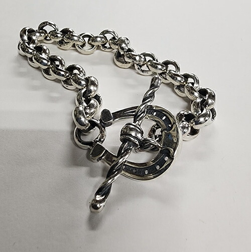 galcia BRACELET \"HORSESHOE\"" T-BAR ガルシア 腕輪 T赤ちょうちん 鉄沓 鉄沓 (26C-BR-HSC001SS)"