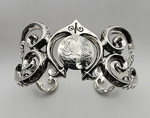 galcia BRACELET BANGLE \" NAJA \u0026 EAGLE \"" MEXICO HEART SILVER925 ガルシア メキシコ合衆国 鷲 ナジャ ハート型 しろがね色佩び物 腕輪 バングル (26B-BR-NJC001SS)"